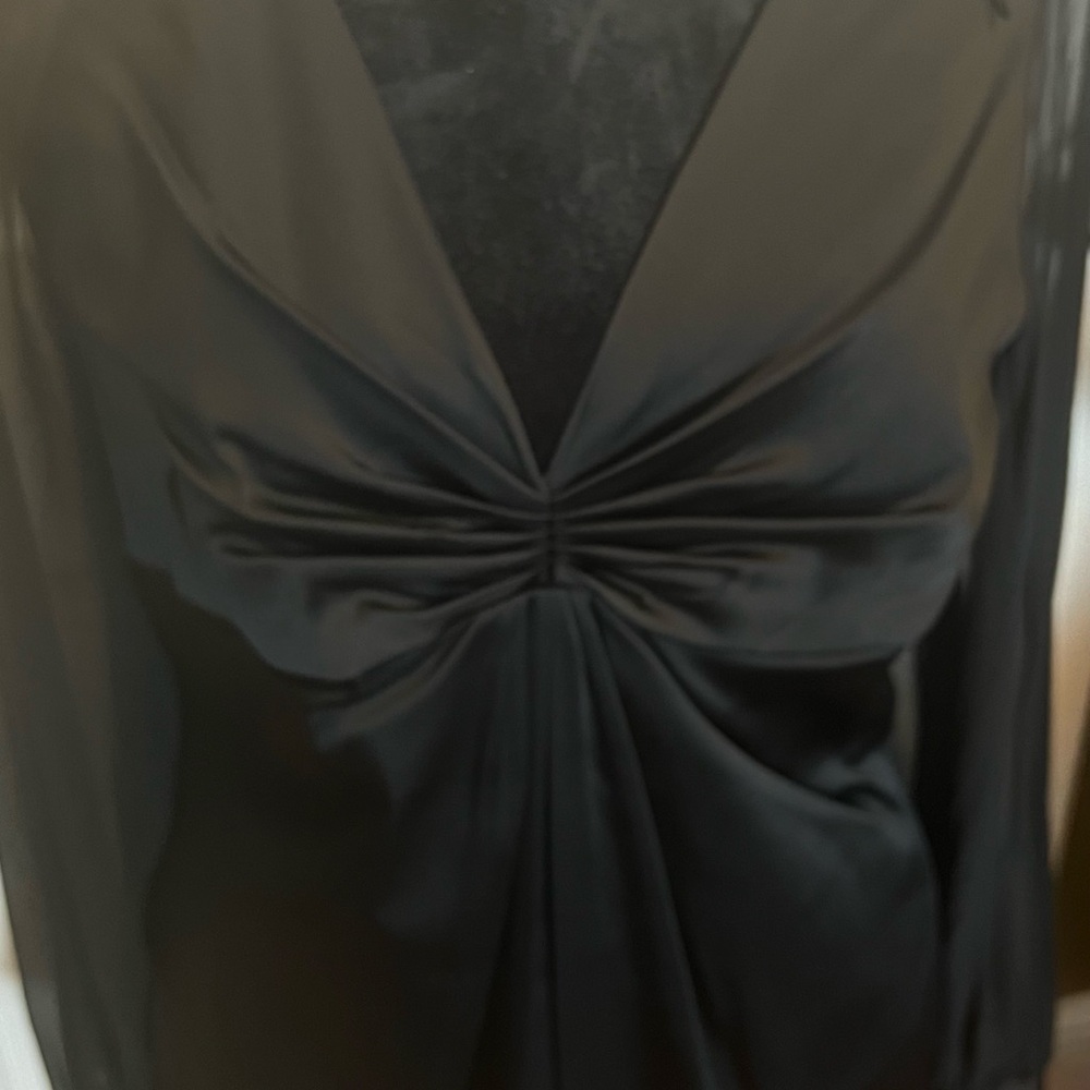 Black satin with sheer sleeves